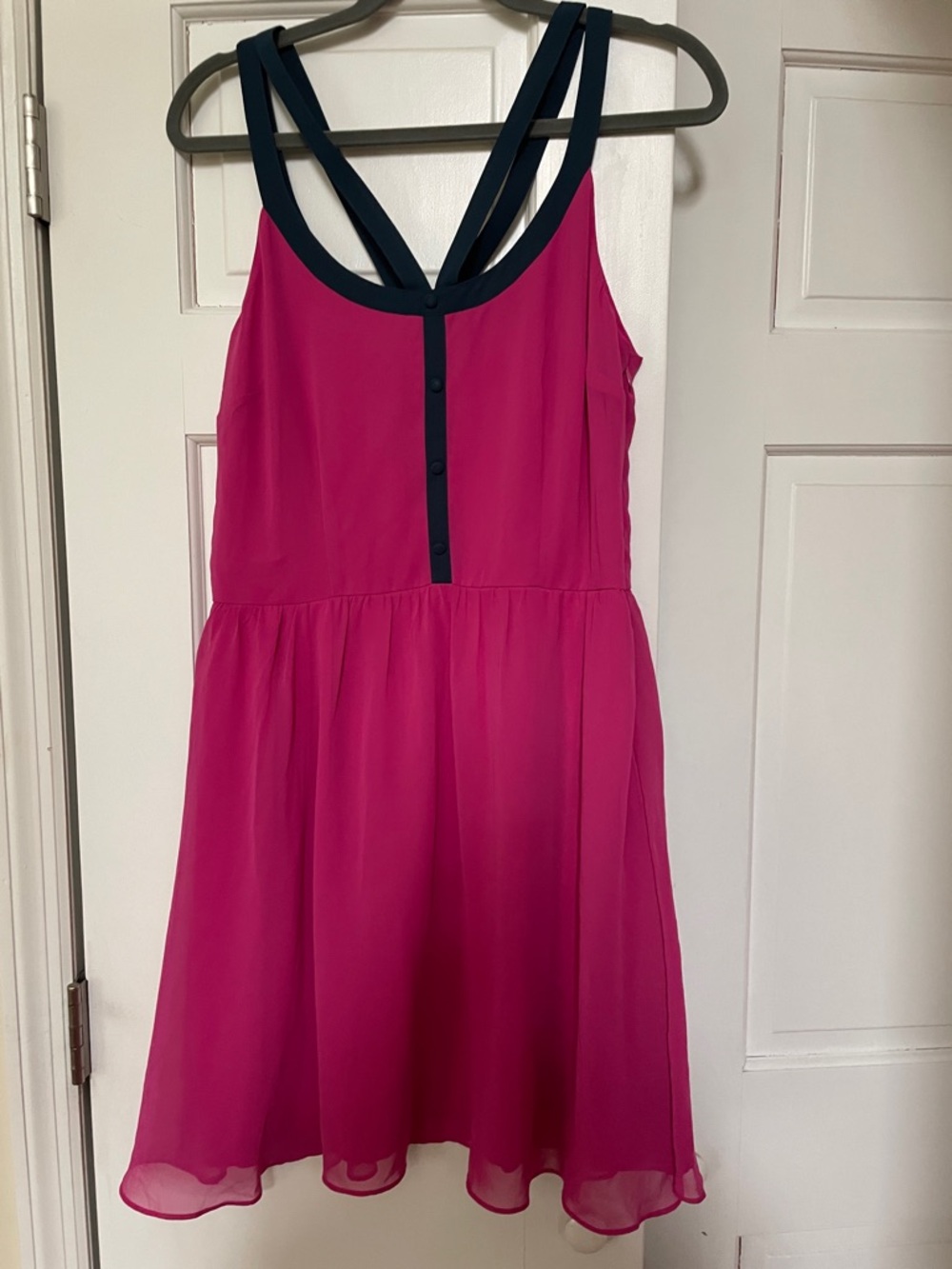 LC Lauren Conrad Hot Pink Sundress with Navy Trim